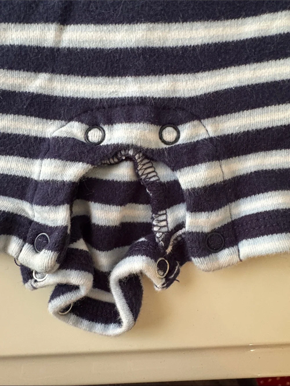 Ralph Lauren 100% Cotton Navy & White Striped Short-Sleeve Baby Romper